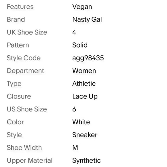 NIB Nasty Gal Women's Wherever I May Roam White Vegan Leather Sneaker Size 6 - Picture 4 of 4